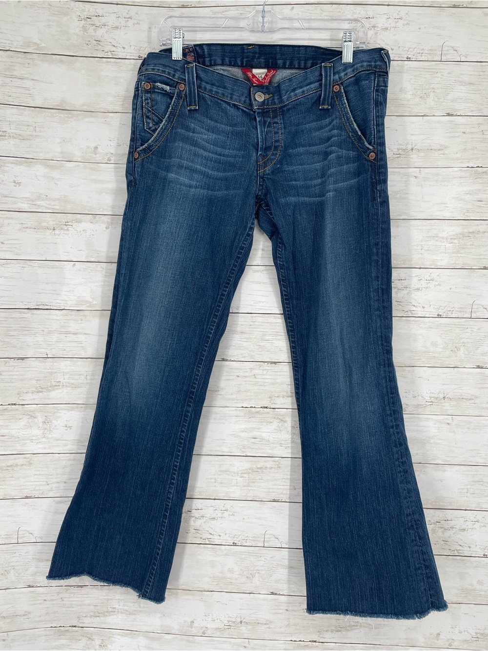 Lucky Brand Lil Maggie Low Rise Flare Jeans Flap Pocket Size 32/14 Classic Wash